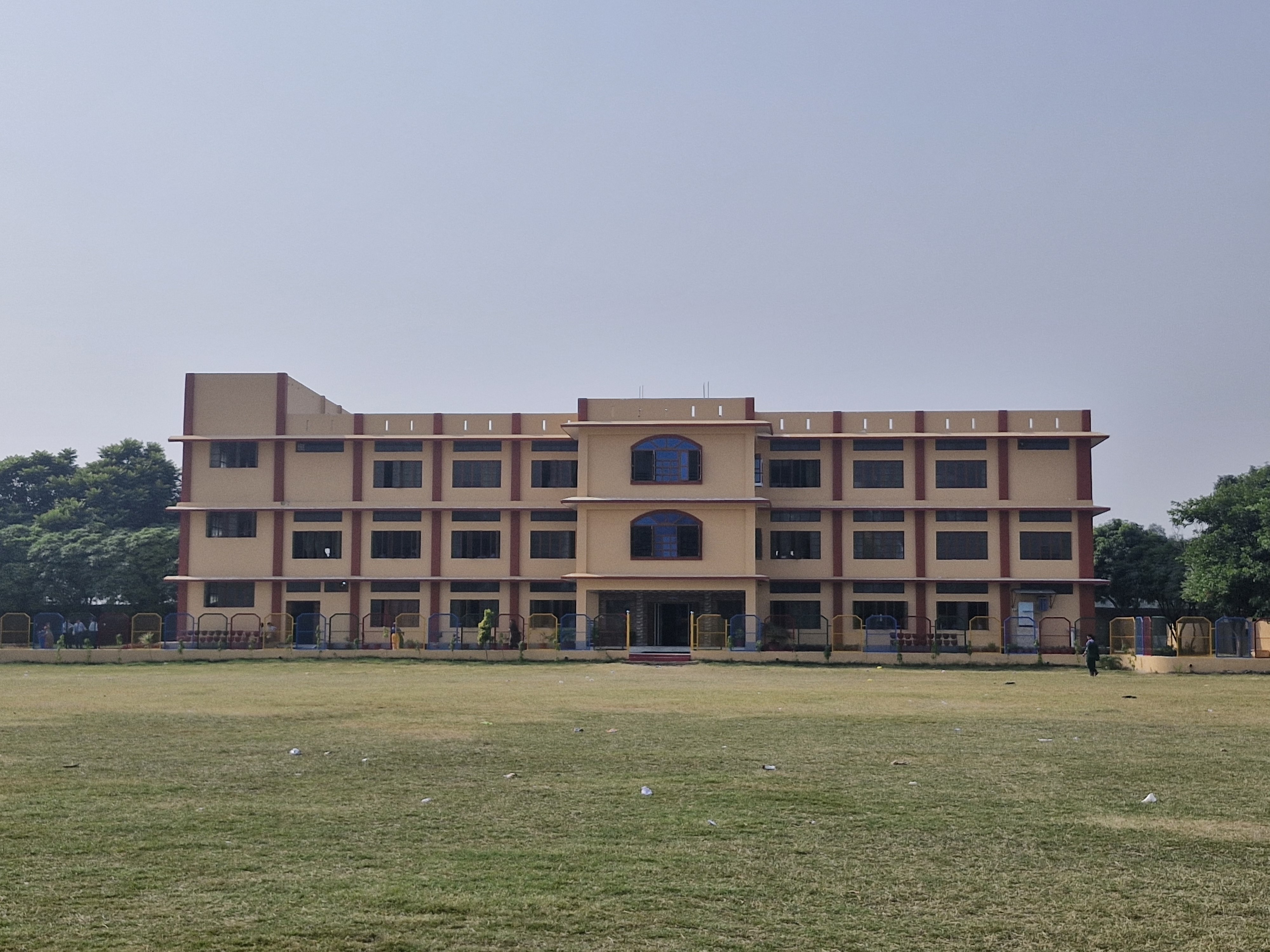 School Building with Open Ground View